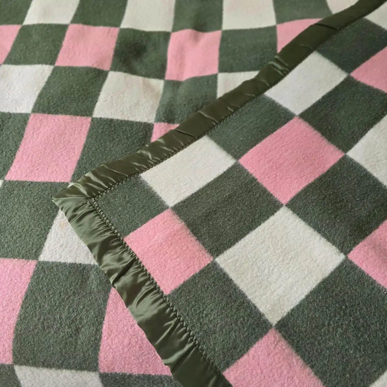 Couverture De Camp Vintage L.L. Bean 100% Laine - 90 X 70 Pouces, Carreaux Vert Buffle