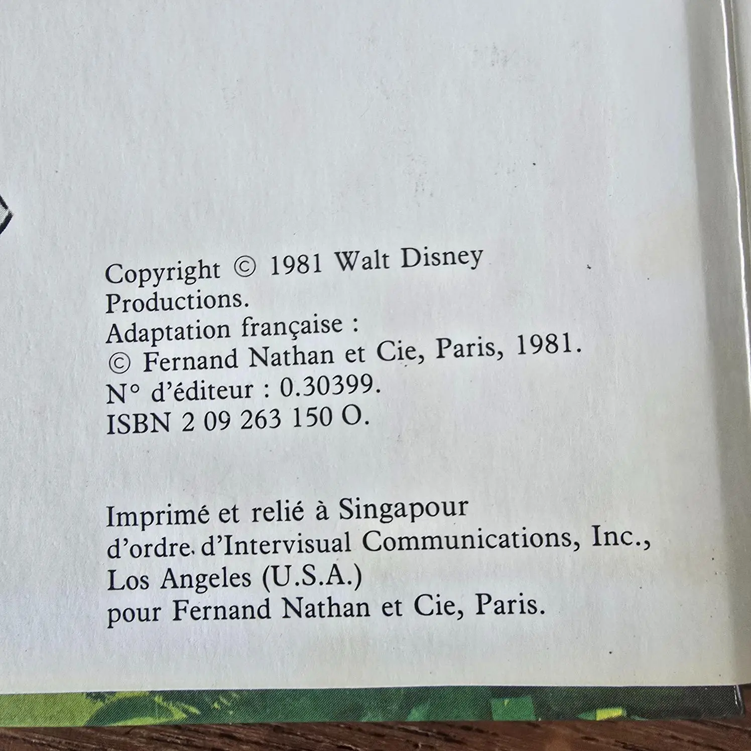 Page de copyright indiquant Fernand Nathan 1981 et ISBN du livre Rox et Rouky.