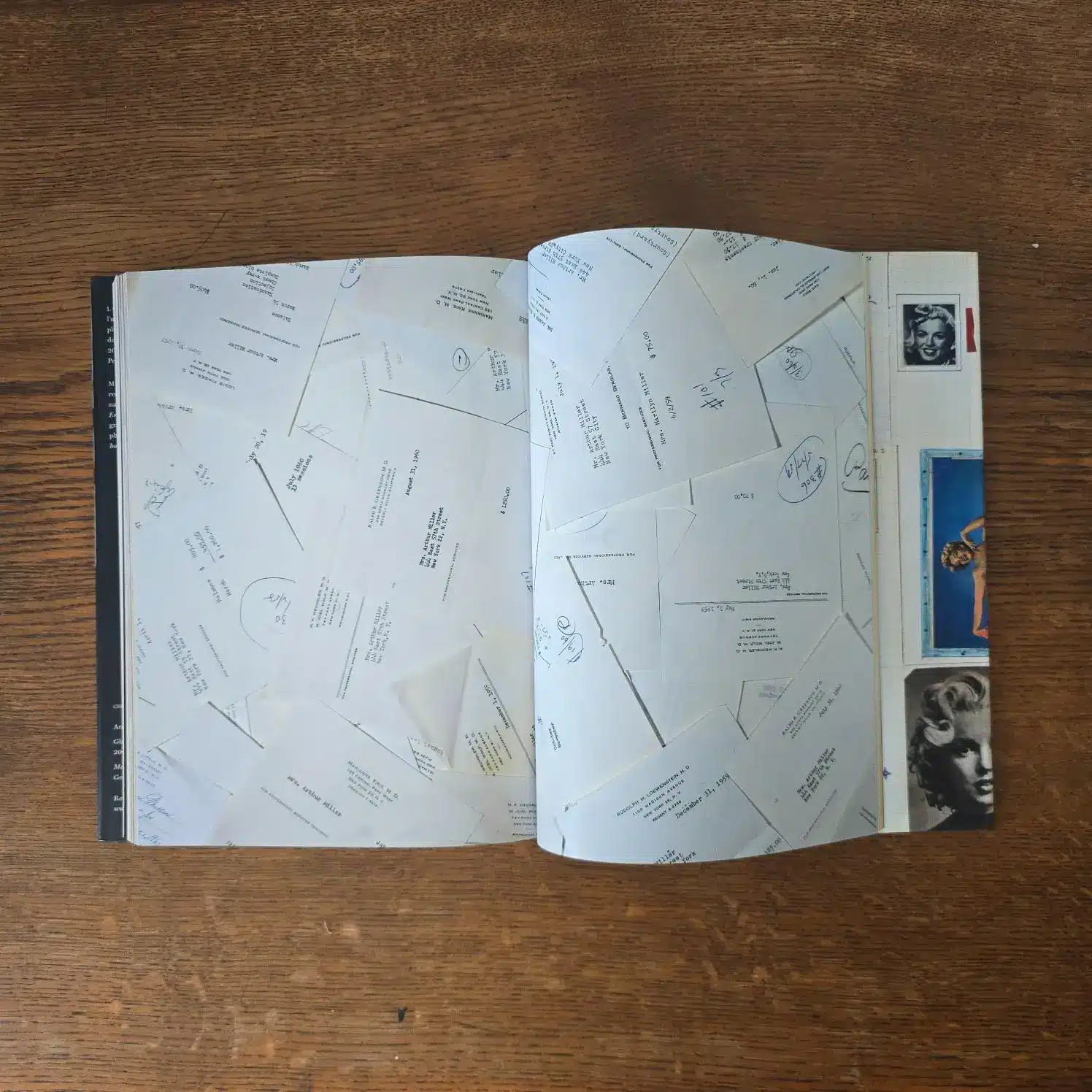 Double page avec notes manuscrites et fac-similés de MM Personal.