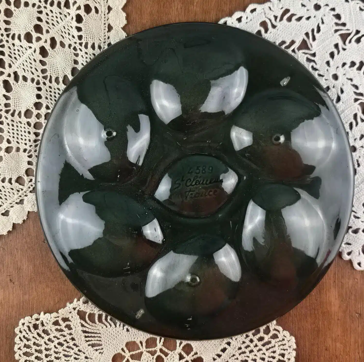 Dessous de l'assiette à huîtres vintage St Clément France