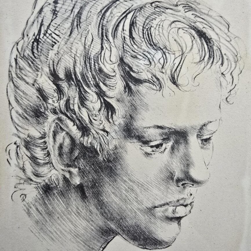 Portrait d’homme gravure M. Davtry style académique début XXe