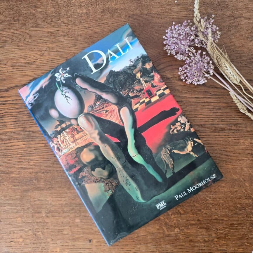 Couverture du livre Dalí de Paul Moorhouse, PML Éditions 1991, avec illustration surréaliste colorée.