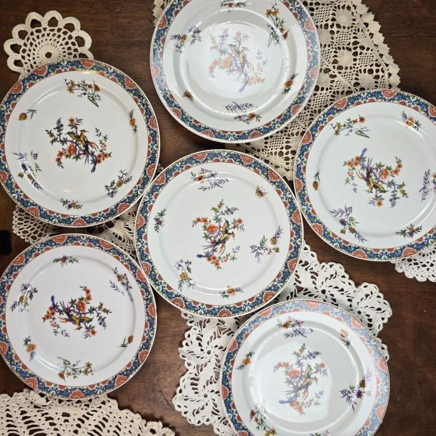 assiettes limoges oiseau colibri porcelaine vintage