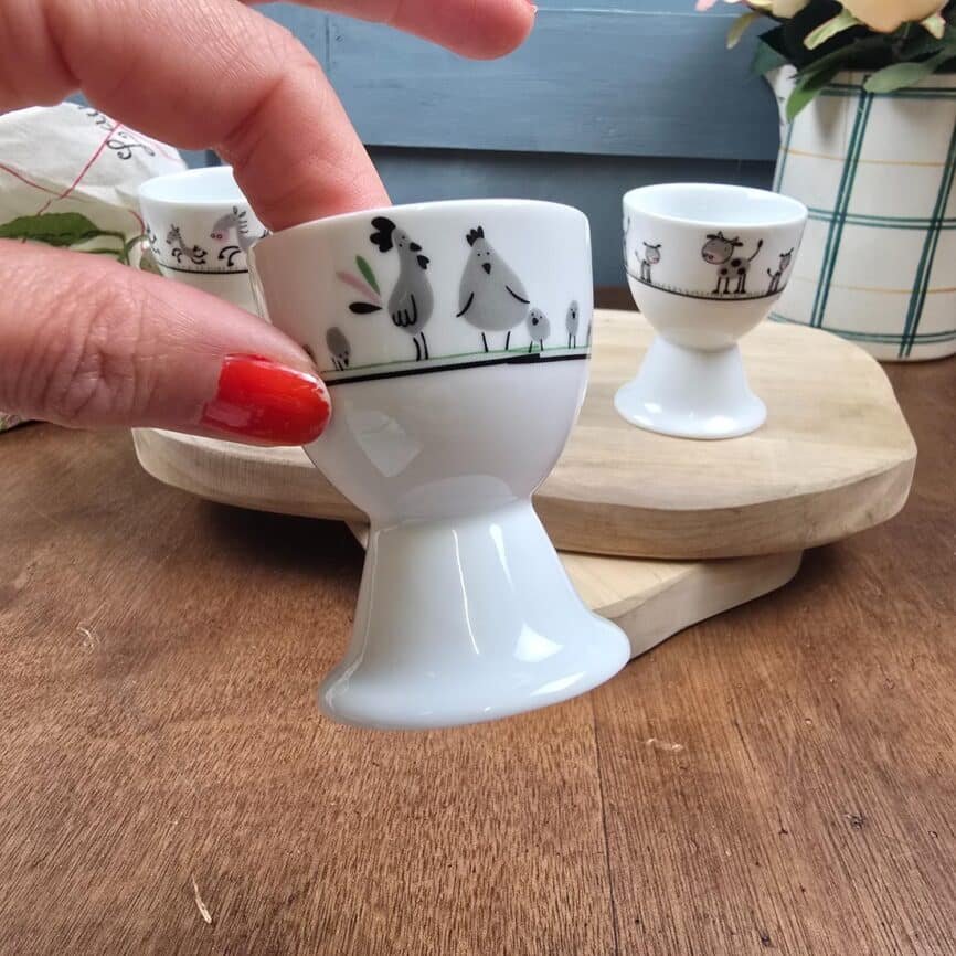 coquetiers vintage motif poule, coq et poussins