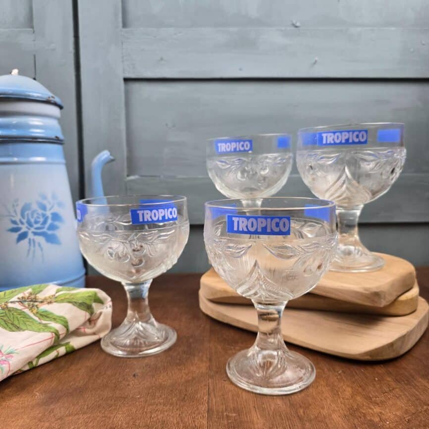 coupes tropico vintage verres fruits brocante