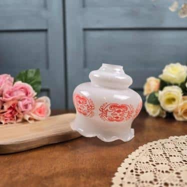 globe fleurs orange seventies abat jour verre ambiance vintage et chaleureuse