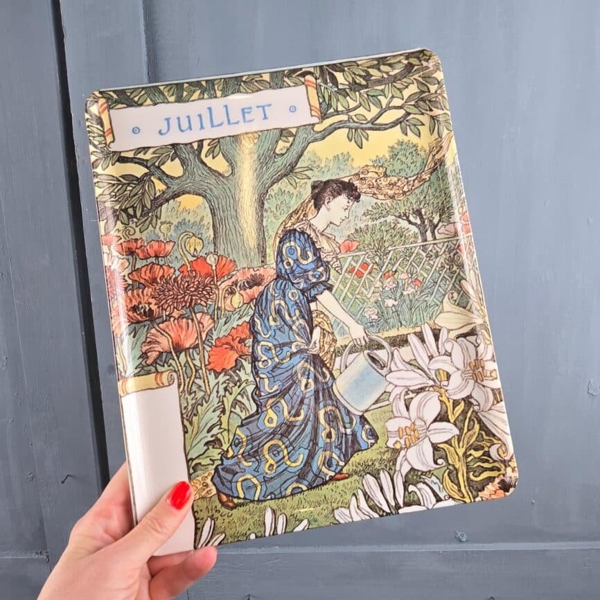 plateau juillet en mélamine, made in Italie, art nouveau vintage, tenue en main