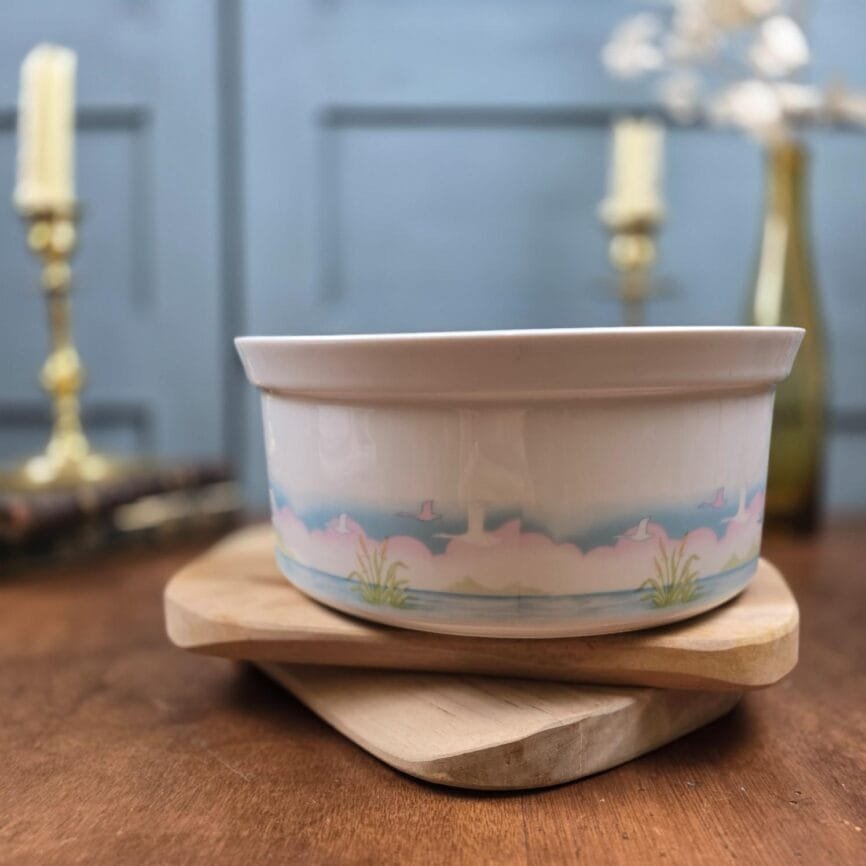 saladier porcelaine sologne decor camargue oiseaux vintage ambiance vintage