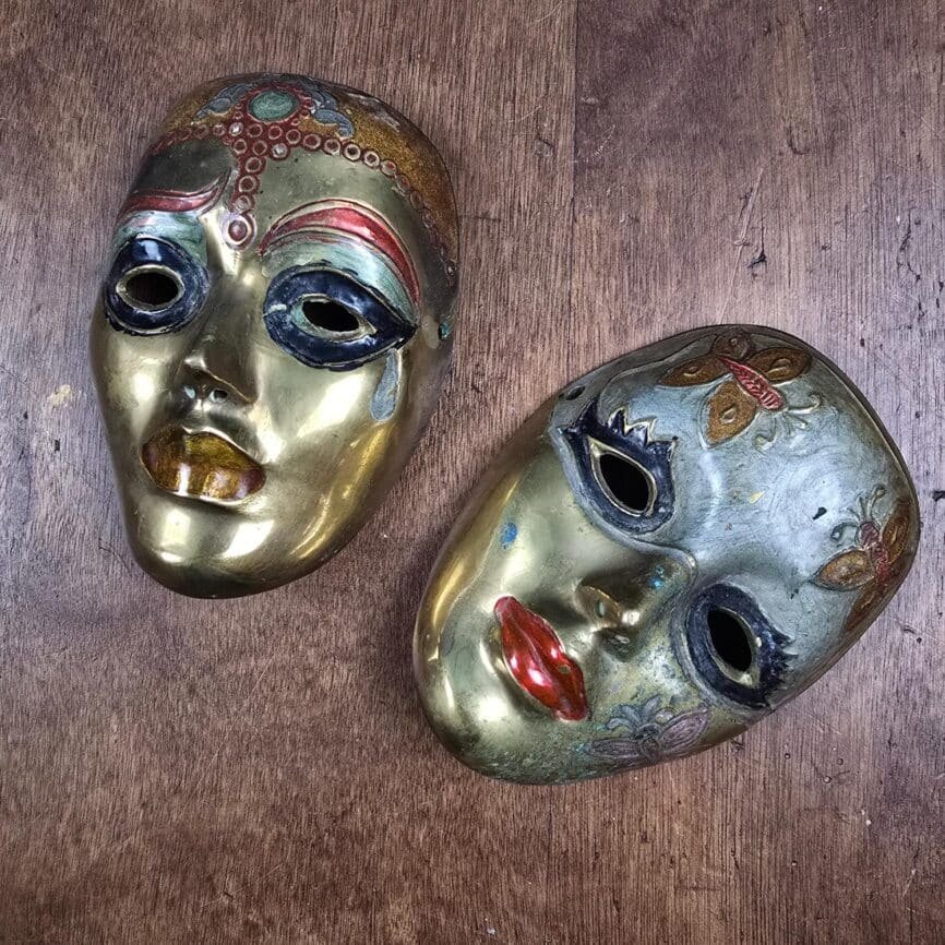 masque laiton carnaval venitien theatre venise ancien