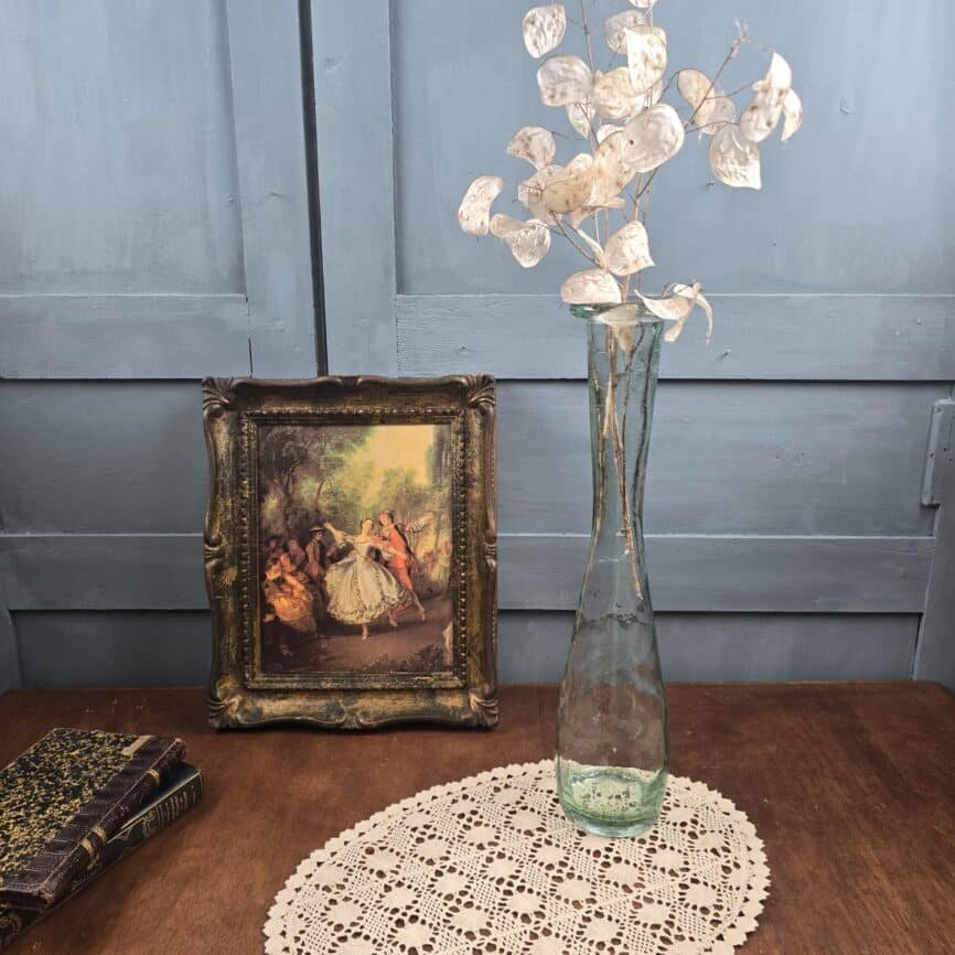 Grand soliflore vintage en verre nervuré – Vase transparent, ambiance vintage