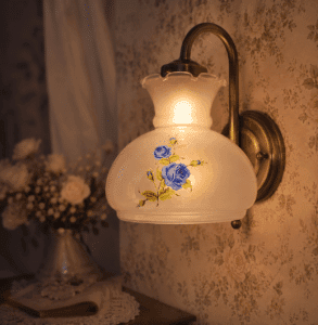 abat jour applique murale vintage fleurs bleues