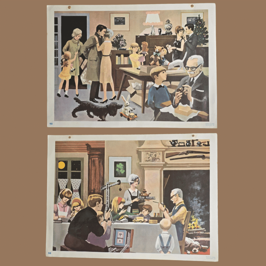 affiche scolaire ancienne fernand nathan noel famille