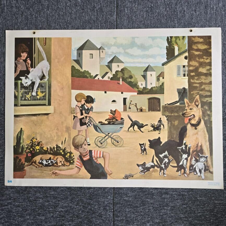 affiche scolaire fernand nathan ferme animaux vintage ancienne