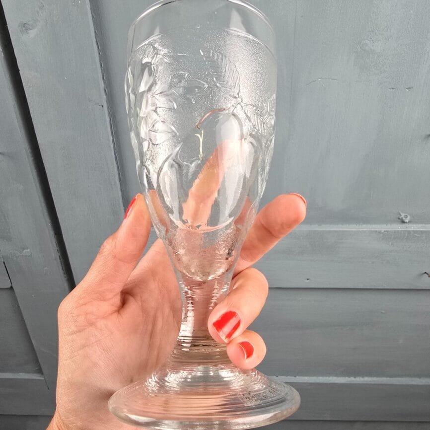 Lot de 2 coupes à glace vintage CODEC décor fruits en relief tenue en main pour mesure