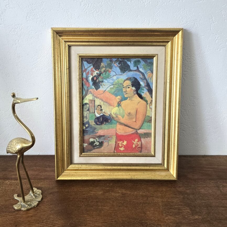 Reproduction encadrée Paul Gauguin Te Arii Vahine, cadre dorée ambiance vintage