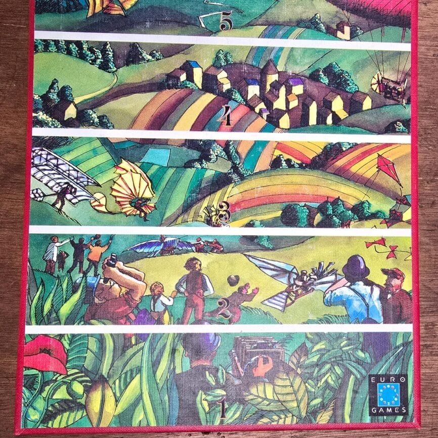 Jeu de société Montgolfière Eurogames complet vintage, bas du plateau coloré