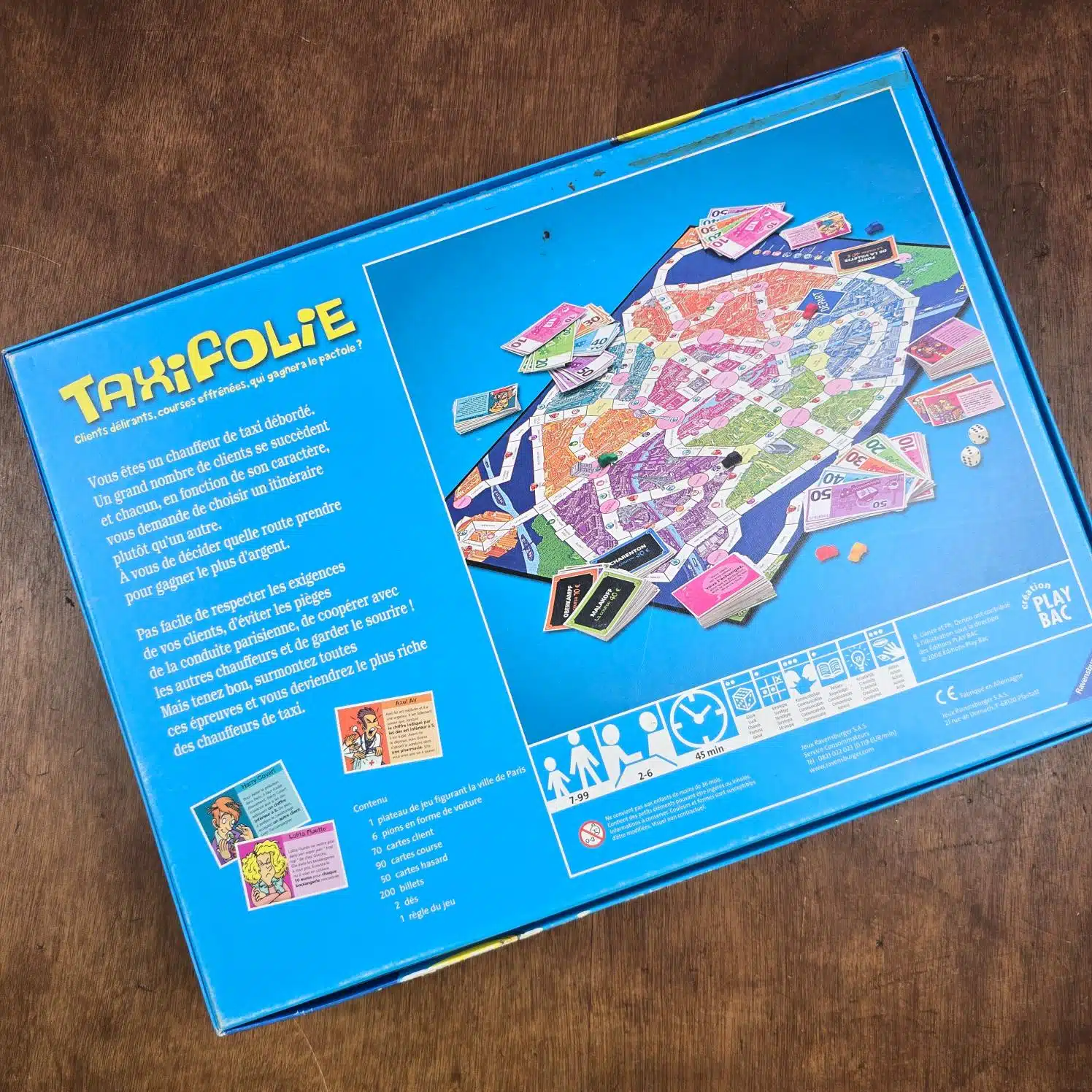Jeu de société TaxiFolie Ravensburger 2006, vue de dos