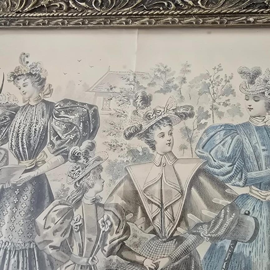 cadre ancien journal demoiselles illustration mode vintage
