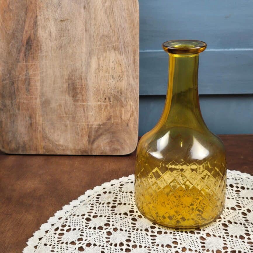 carafe soliflore ambre verre losange vintage retro