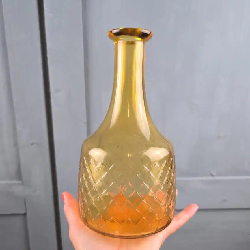 carafe soliflore ambre verre losange vintage retro