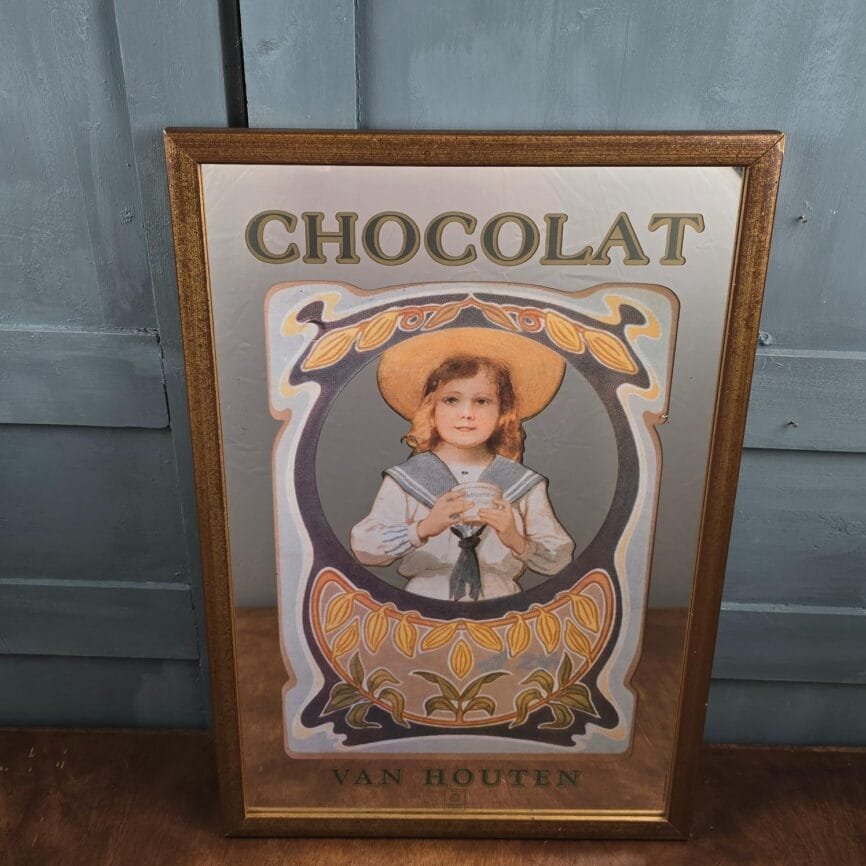 miroir publicitaire bistrot chocolat van houten vintage