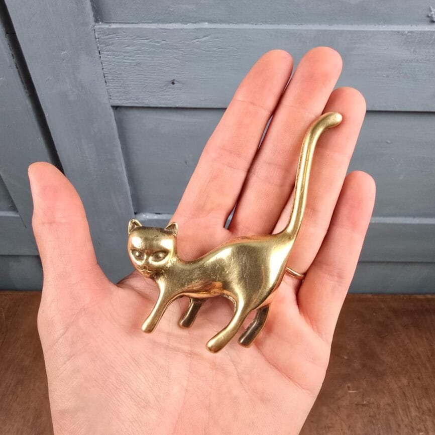 porte bagues chat laiton vintage zoomorphe ancien