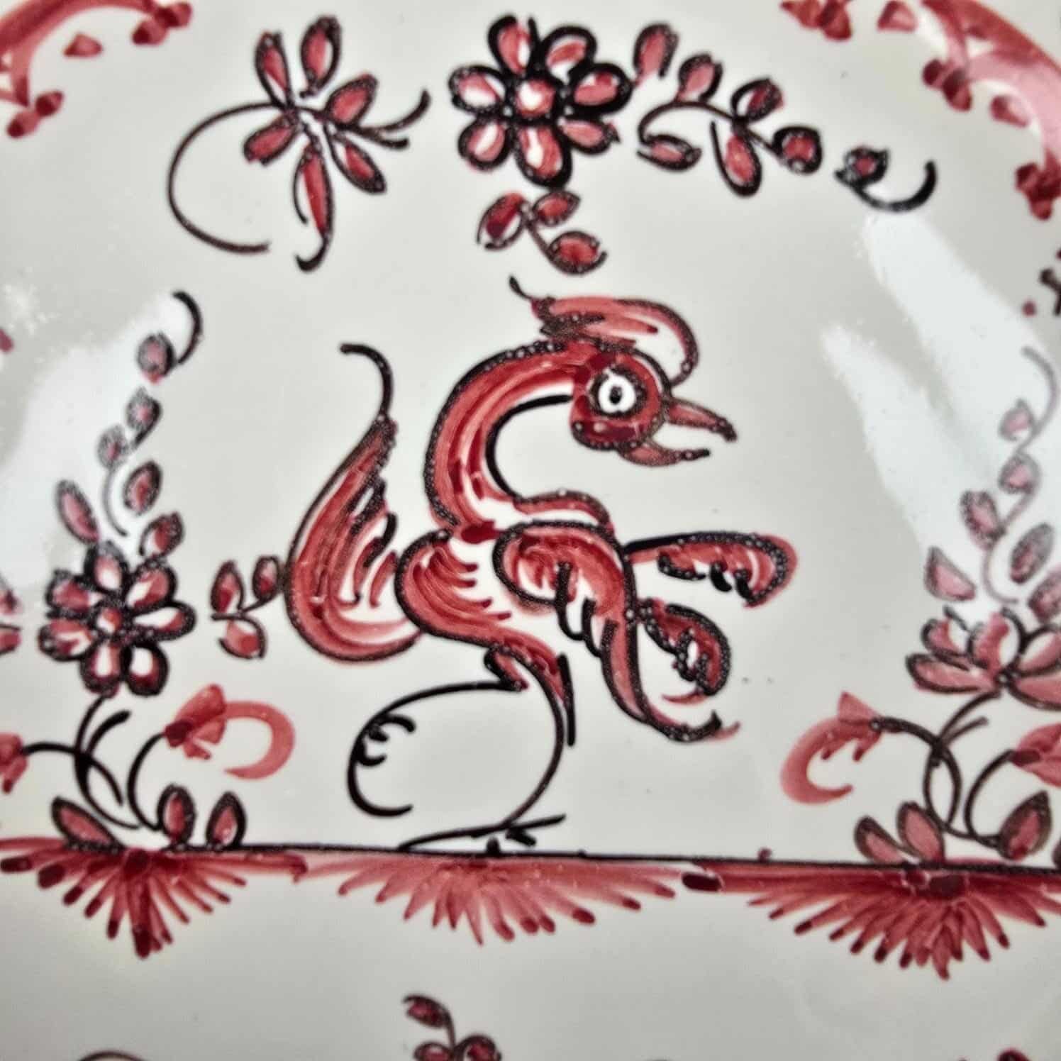 assiette martres tolosa coq rouge fait main artisan vintage