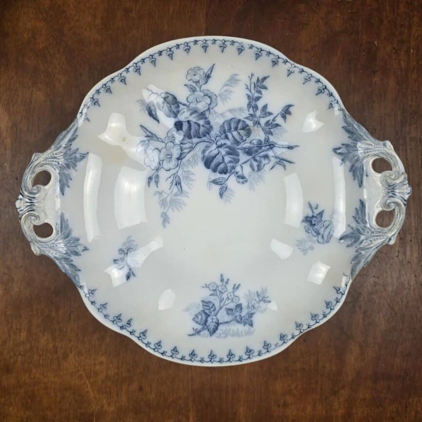 compotier flore sarreguemines terre fer bleu ancien