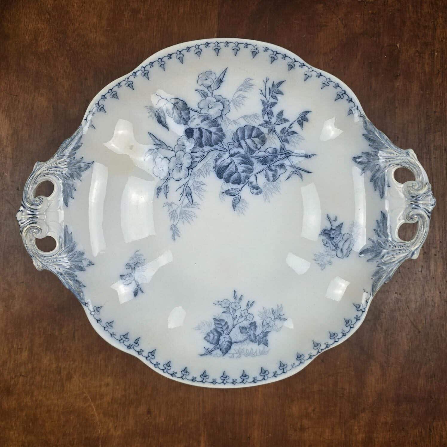 compotier flore sarreguemines terre fer bleu ancien