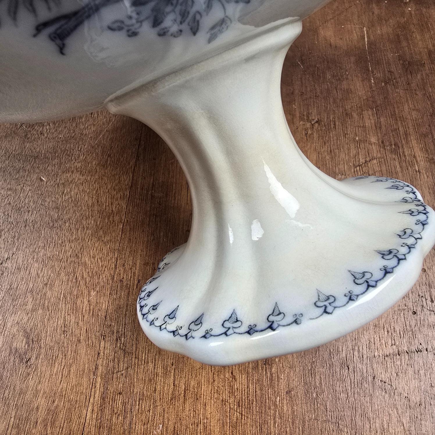 compotier flore sarreguemines terre fer bleu ancien