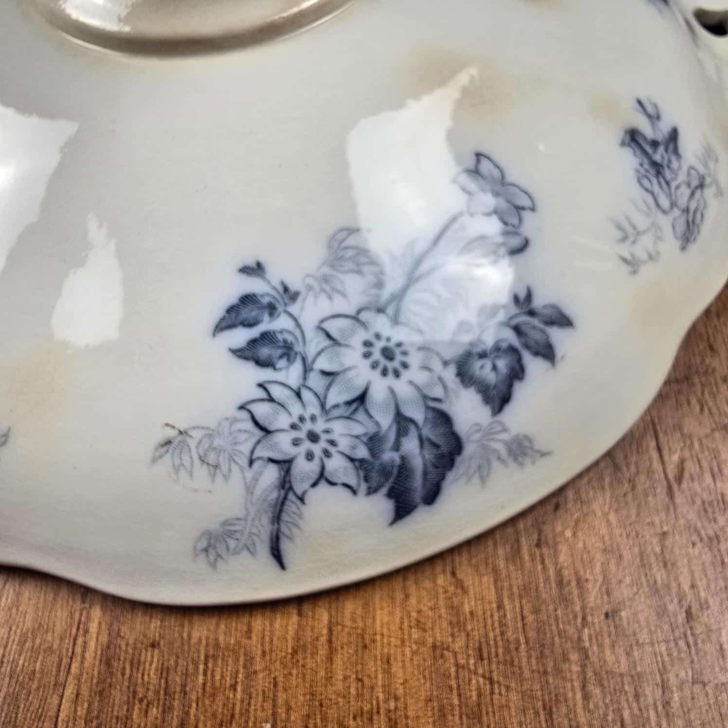 compotier flore sarreguemines terre fer bleu ancien