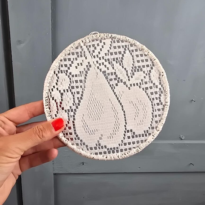 decoration murale vintage crochet filet pomme poire