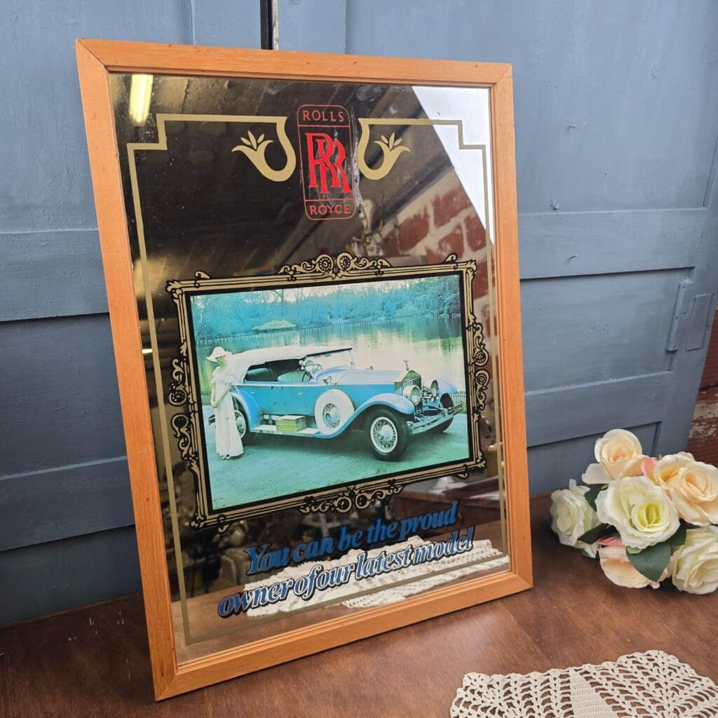 miroir automobile rolls royce publiciatire serigraphie vintage voiture ancienne