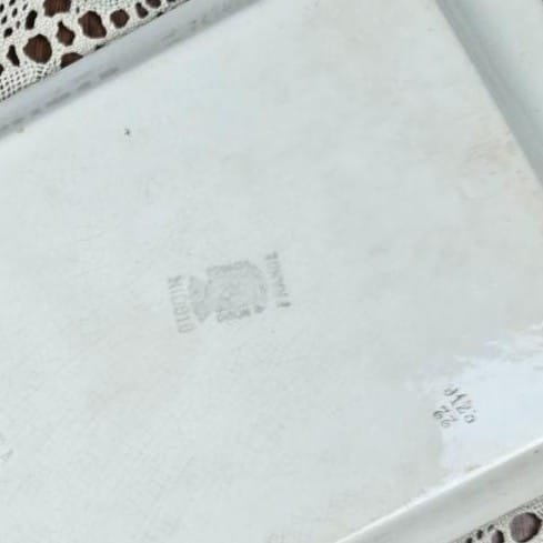 Plat à cake vintage ancien Digoin et Sarreguemines fleuri, zoom sur l'estampille au dos du plat