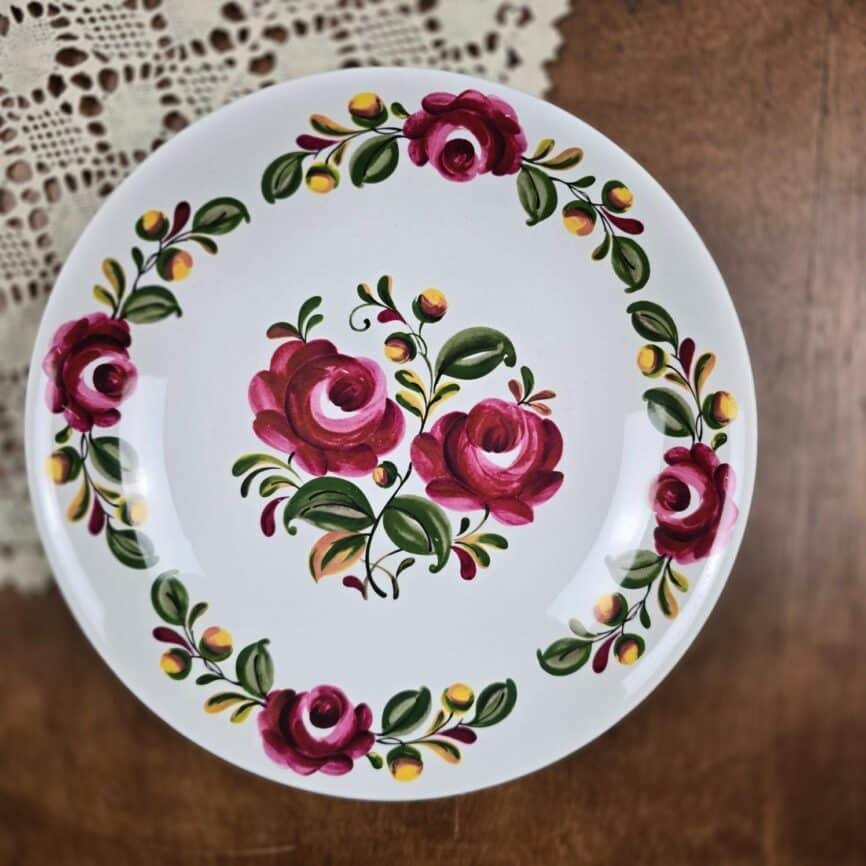 assiette ottawa moulin loups fleurs folklorique vintage