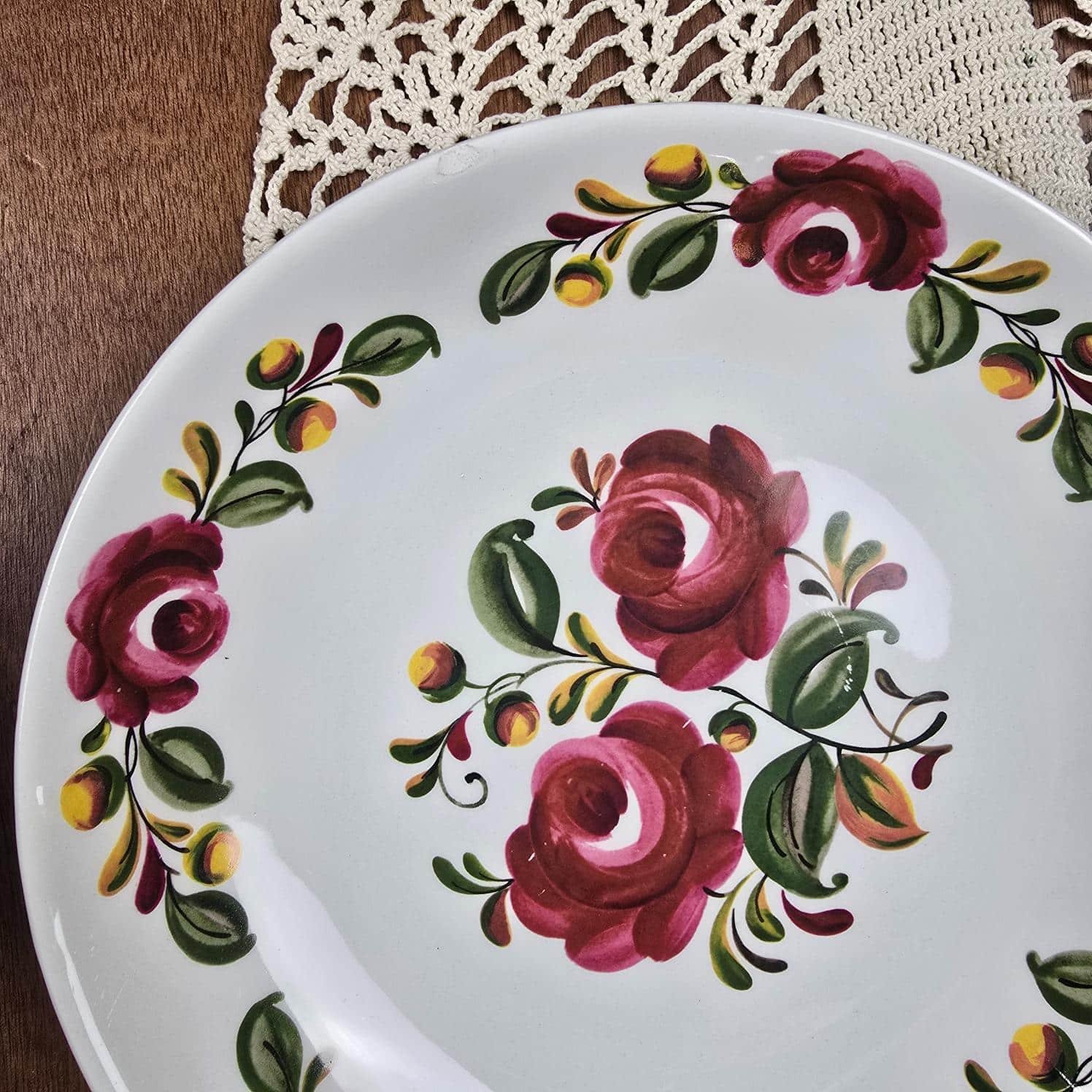 assiette ottawa moulin loups fleurs folklorique vintage