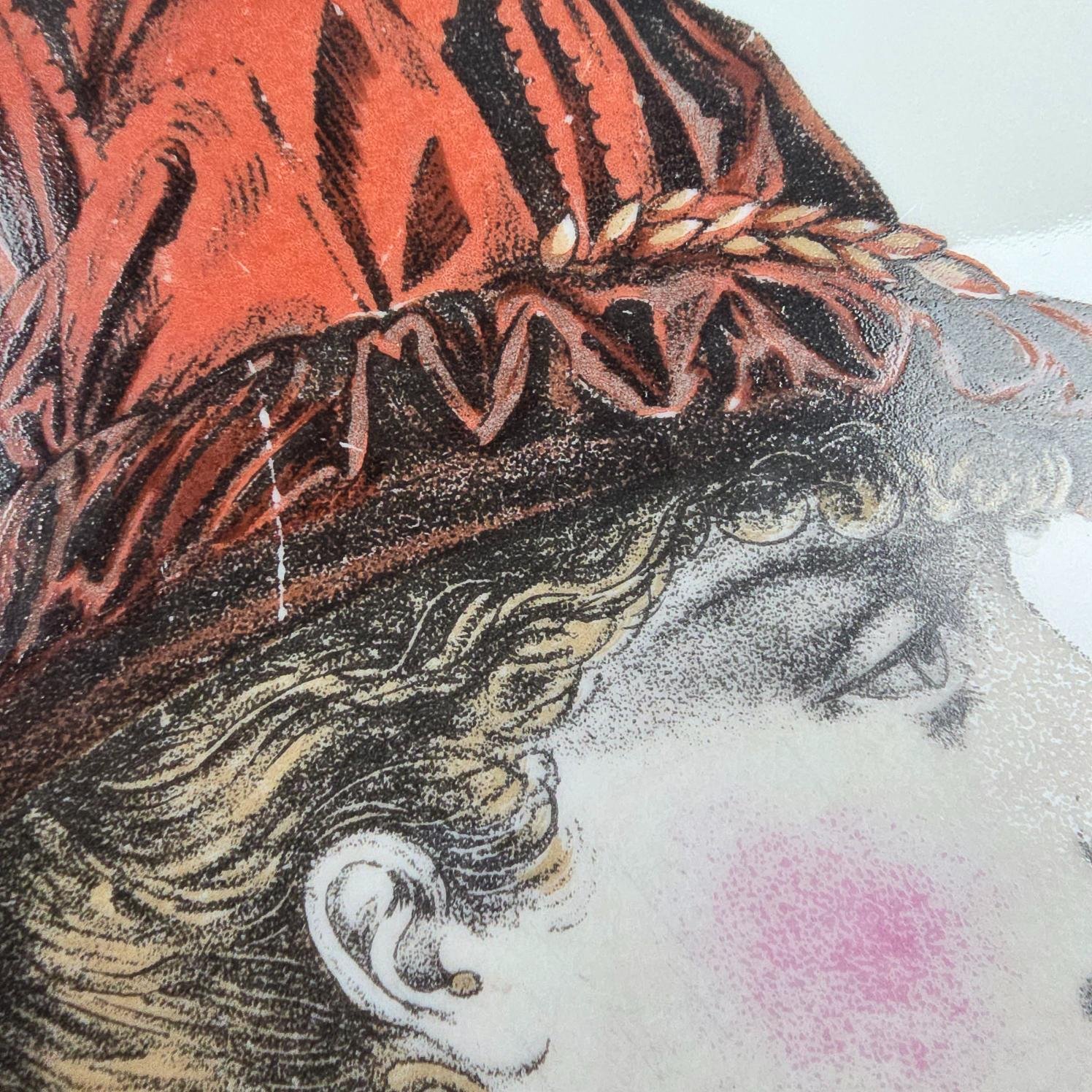 assiette porcelaine paris elegante chapeau mode vintage