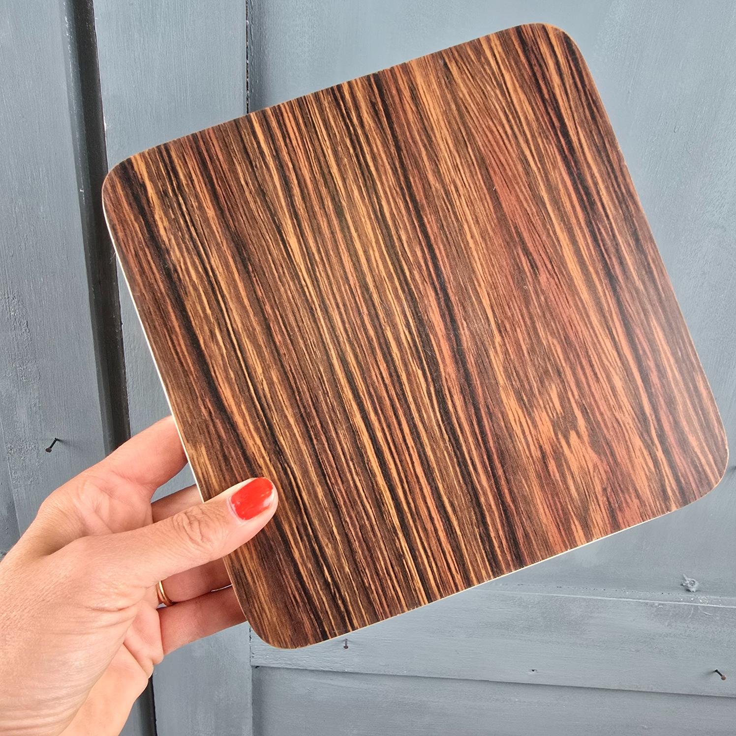 dessous de plat stratifie bois formica imitation bois vintage