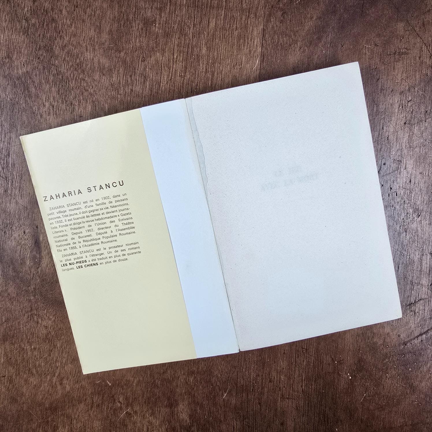 Intèrieur du livre de présentation de l'auteur, Le Jeu avec la mort, Zaharia Stancu – Les Grandes Traductions, Albin Michel 1964