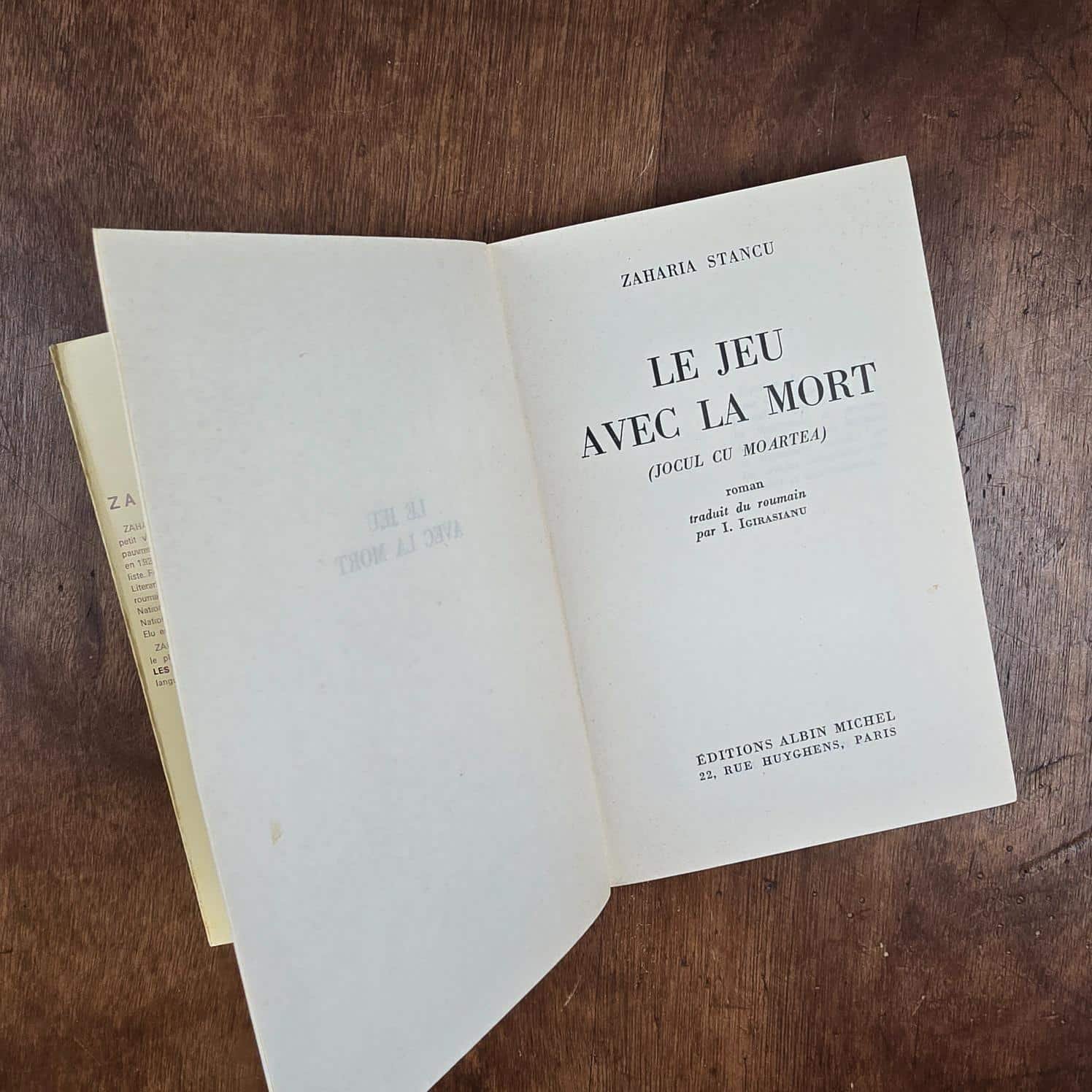 Page de titre Le Jeu avec la mort, Zaharia Stancu – Les Grandes Traductions, Albin Michel 1964