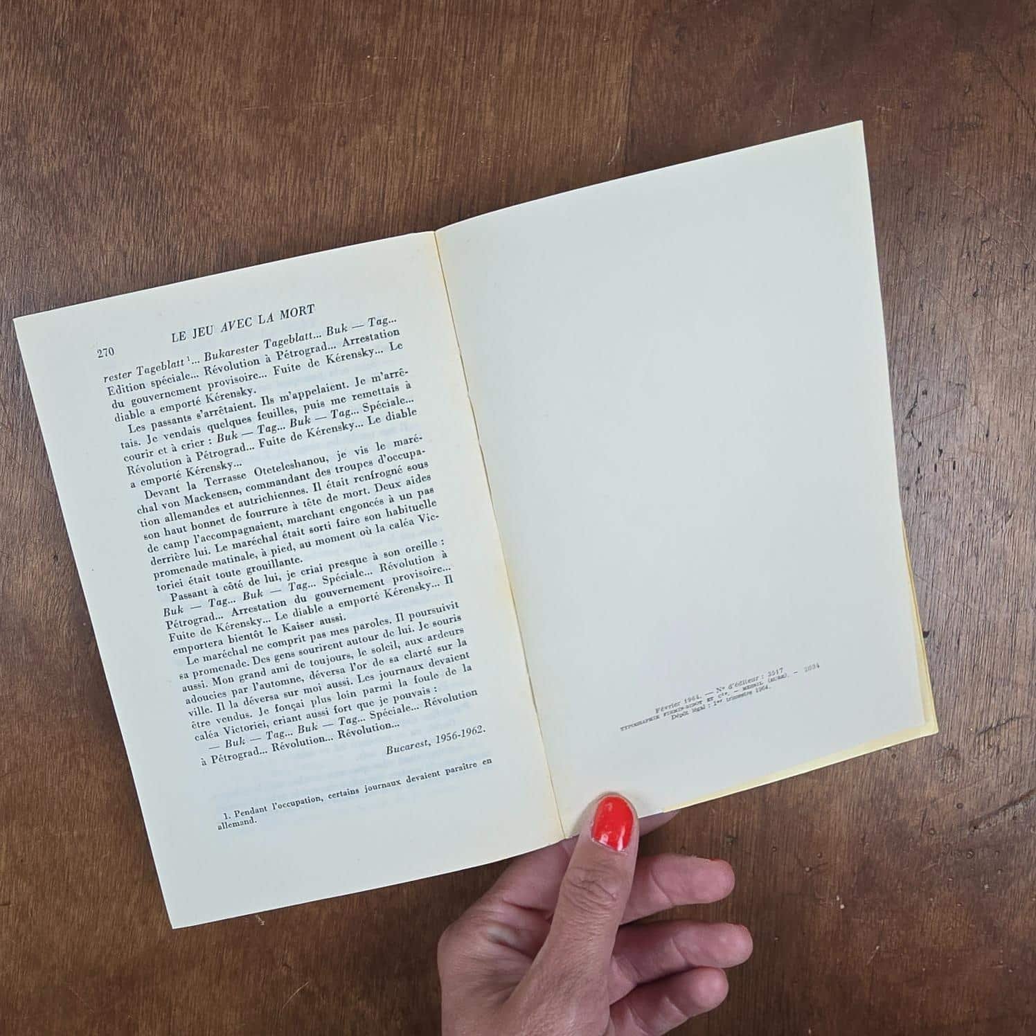 Page de fin du livre Le Jeu avec la mort, Zaharia Stancu – Les Grandes Traductions, Albin Michel 1964