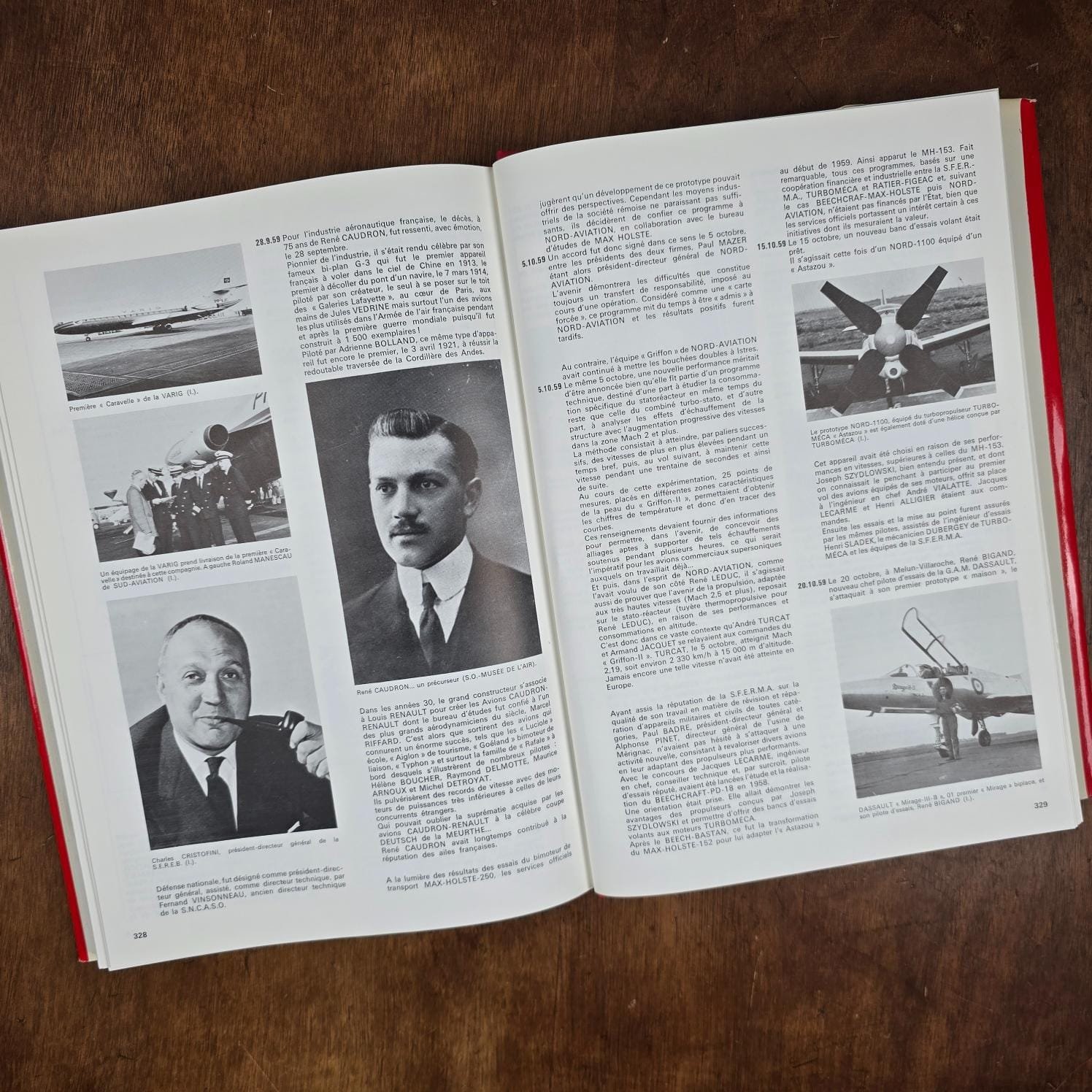 Histoire de l’aéronautique française 1940-1960, pages intérieures, texte, portrait et avions en noir & blanc