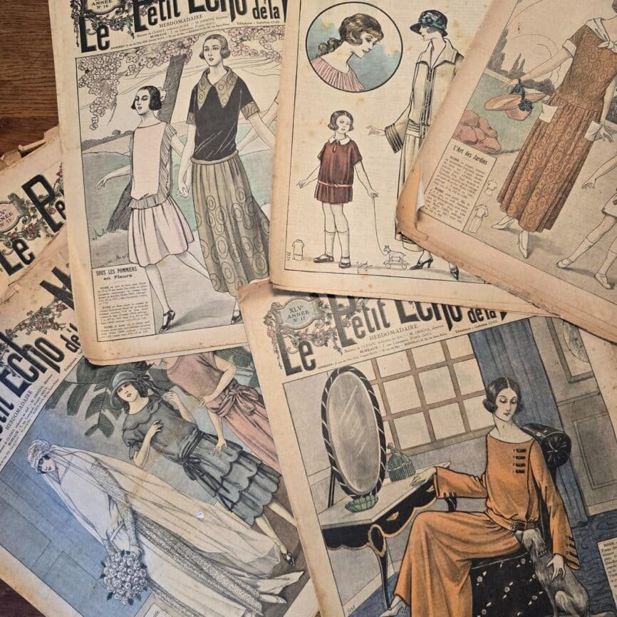 Couvertures des magazines « Le Petit Écho de la Mode » des années 20, illustrées et colorées