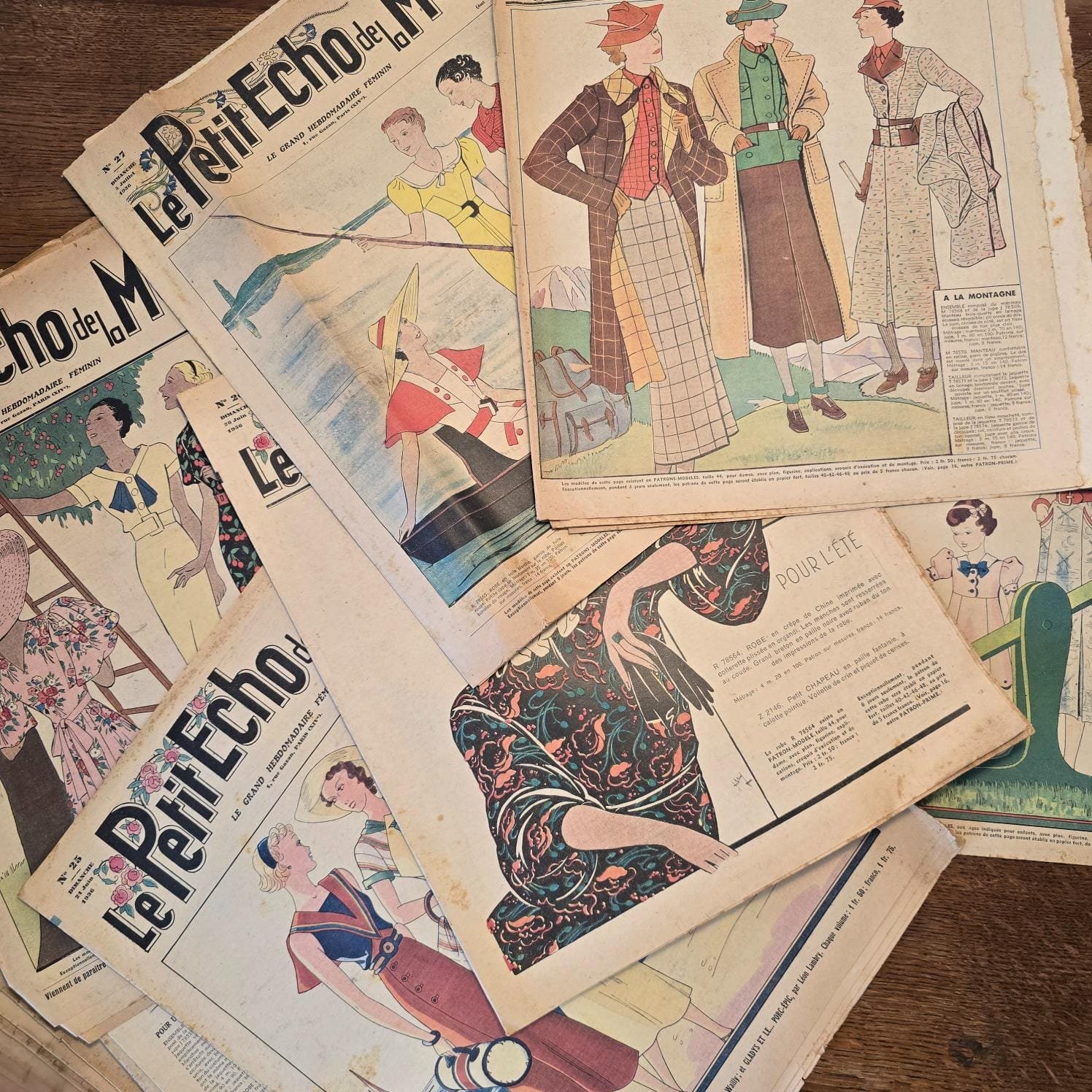 Couverture des magazines illustrés et colorés « Le Petit Écho de la Mode », 1936