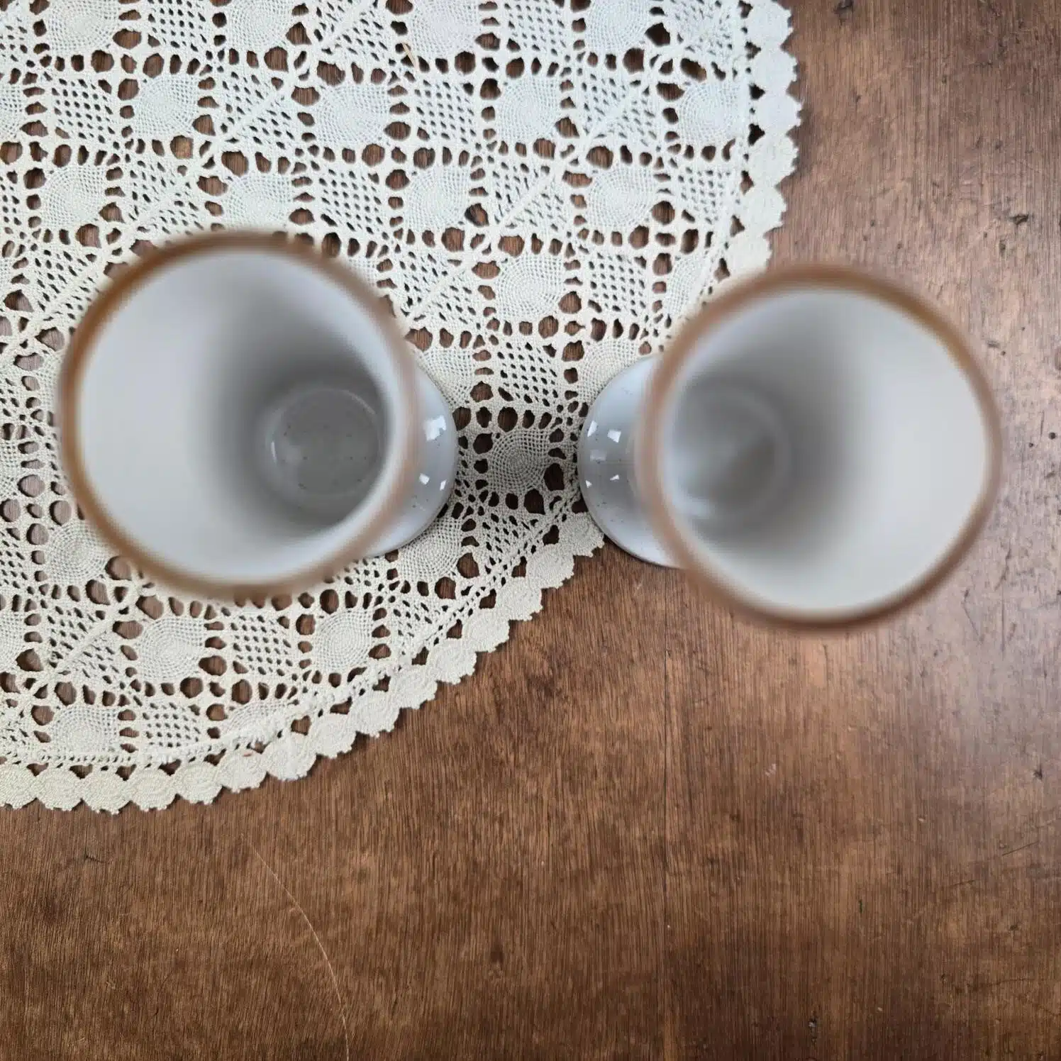 Duo de mazagrans vintage Café Grand’Mère vue de dessus