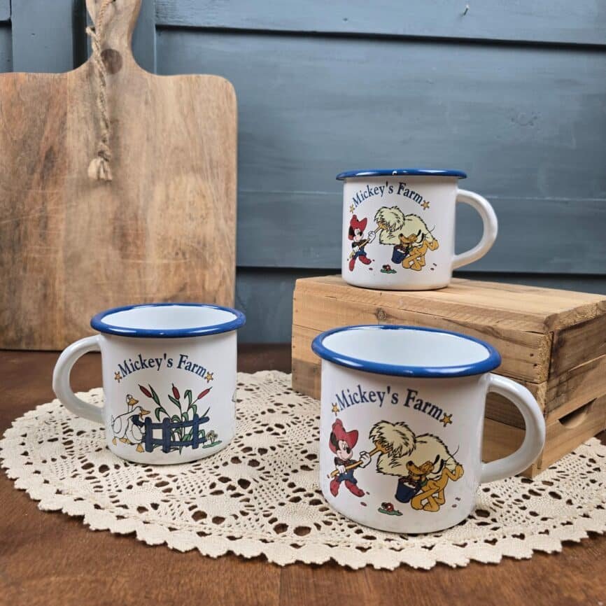 mug emaille vintage mickey farm disneyland vintage collector