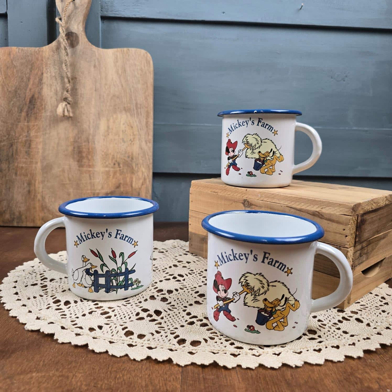 mug emaille vintage mickey farm disneyland vintage collector