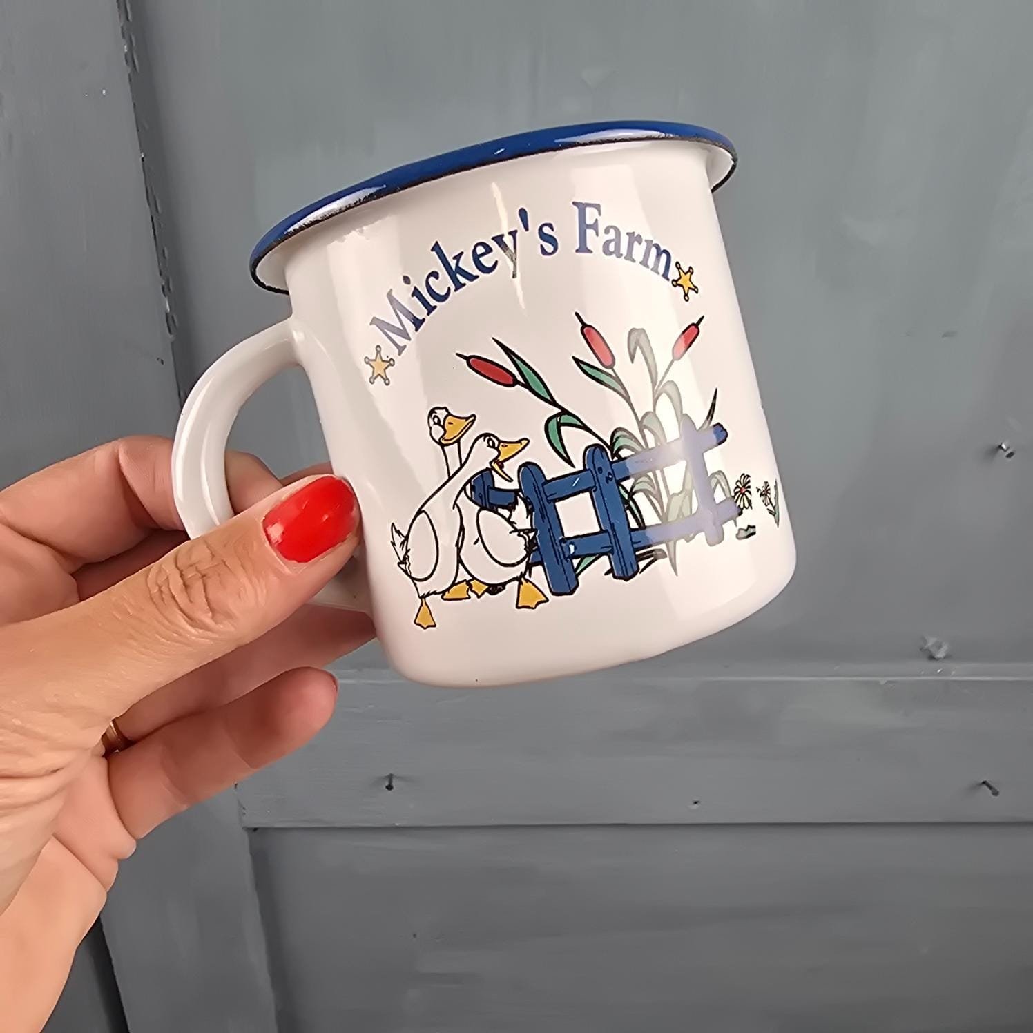 mug emaille vintage mickey farm disneyland vintage collector