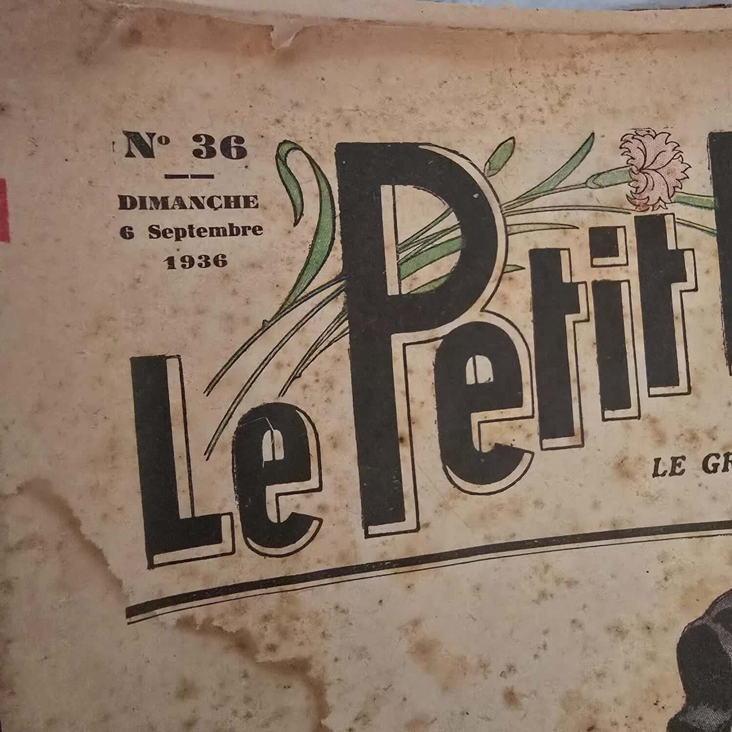 Vue rapprochée sur le numéro N°36 du dimanche 6 septembre 1936 du magazine « Le Petit Écho de la Mode »