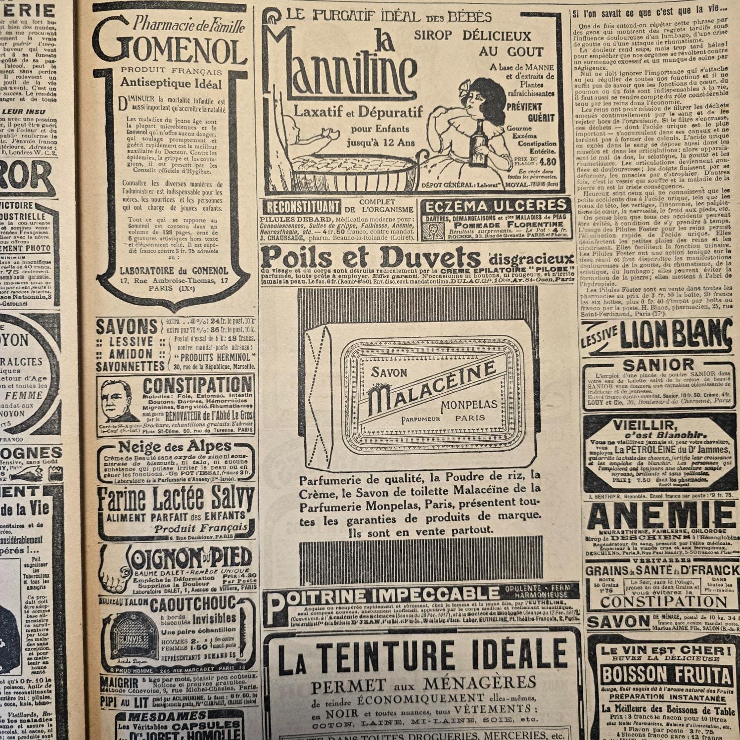 Extrait d'une page de publicité d'un des magazines « Le Petit Écho de la Mode » des années 30